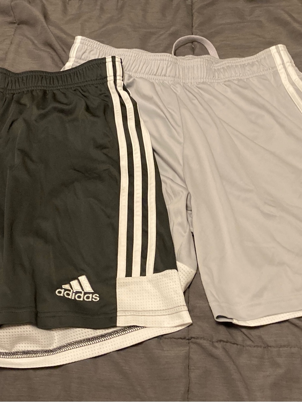 Lot of 2 adidas Black and Light Gray Athletic Shorts Set